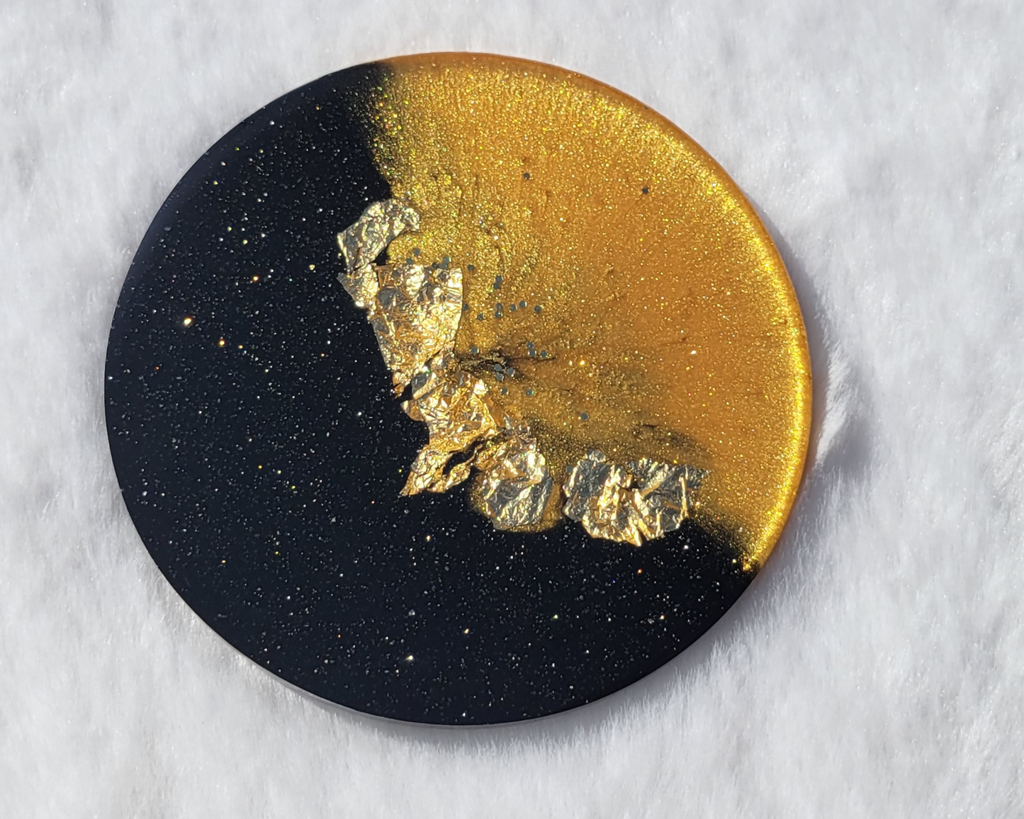 Gold Rush - Luxe Black and Gold Coaster Set with Golden Flakes | Resin Geode Coaster Set | Modern Home Decor | Christmas Gift | Best Friend Gift