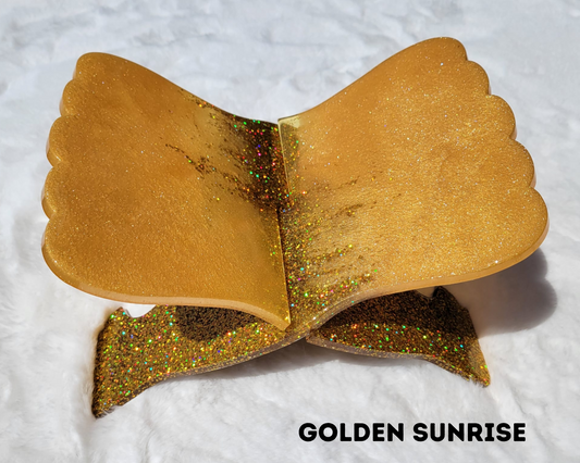 Golden Sunrise - Morning Yellow with Golden Sparkle Feet Book holder, Quran Holder, Office Shelf Book Stands, Rihaal, Modern Book Holders, Trendy Home Decor